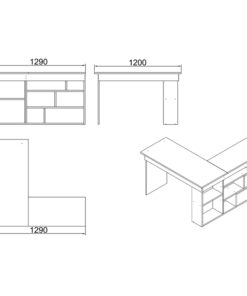 Γραφείο γωνιακό Rosaline pakoworld λευκό-oak 120x129x72εκ – 176-000010