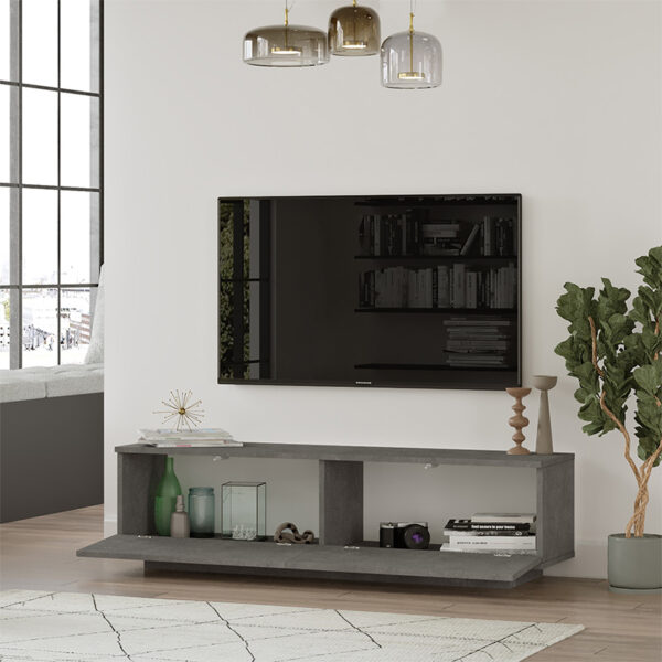 Έπιπλο τηλεόρασης Zoeva pakoworld γκρι cemento 140×35,5×38εκ – 176-000013