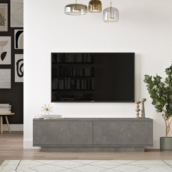 Έπιπλο τηλεόρασης Zoeva pakoworld γκρι cemento 140×35,5×38εκ – 176-000013