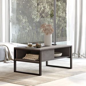 Τραπέζι σαλονιού Honora pakoworld ανθρακί antique-μαύρο 100x60x44.5εκ – 176-000033