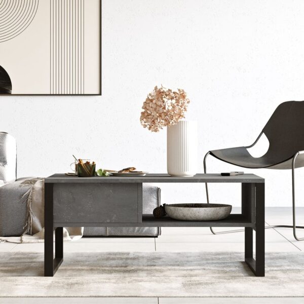 Τραπέζι σαλονιού Honora pakoworld ανθρακί antique-μαύρο 100x60x44.5εκ – 176-000033