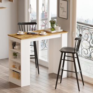 Τραπέζι μπαρ Riff pakoworld λευκό-sonoma 120×51.5×101.5εκ – 176-000052