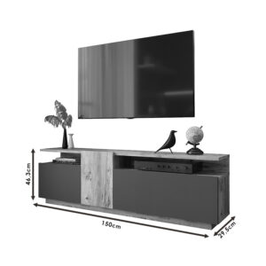 Έπιπλο τηλεόρασης Elana pakoworld sonoma-ανθρακί 150×29.5×46.3εκ – 176-000054