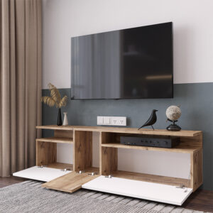 Έπιπλο τηλεόρασης Elana pakoworld sonoma-λευκό 150×29.5×46.3εκ – 176-000055