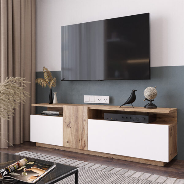 Έπιπλο τηλεόρασης Elana pakoworld sonoma-λευκό 150×29.5×46.3εκ – 176-000055