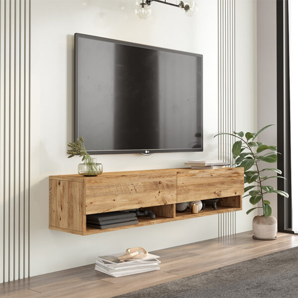 Έπιπλο τηλεόρασης επιτοίχιο Roscoe pakoworld sonoma 140×31.6×29.6εκ – 176-000063