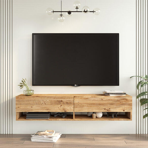 Έπιπλο τηλεόρασης επιτοίχιο Roscoe pakoworld sonoma 140×31.6×29.6εκ – 176-000063