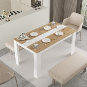 Τραπέζι Sepen pakoworld σε φυσική-λευκή απόχρωση 140x80x74εκ – 176-000194