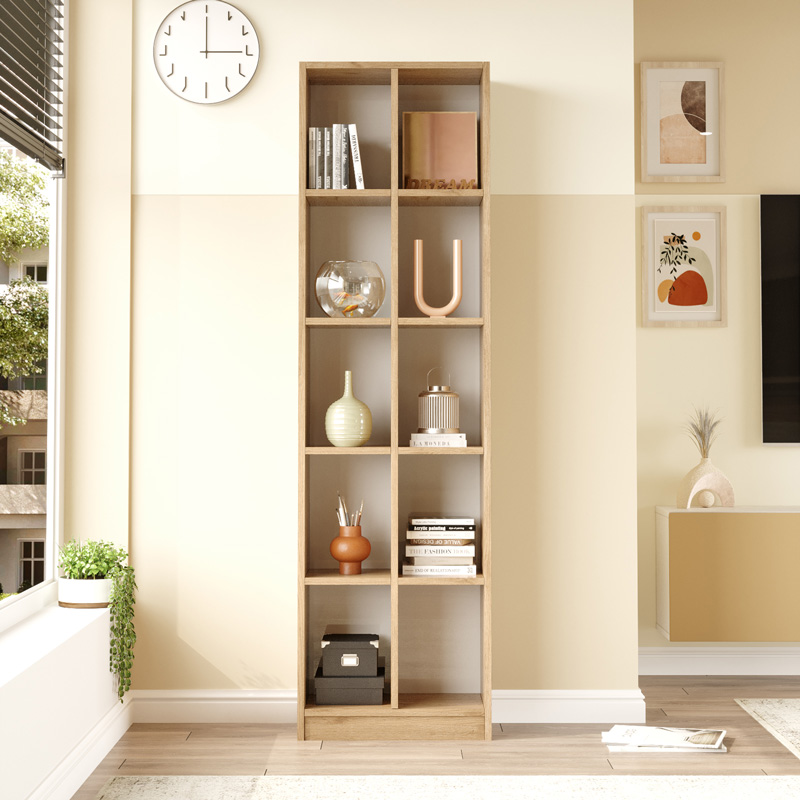 Βιβλιοθήκη Oteca 10θέσεων pakoworld σε φυσική απόχρωση 51.1×25.4×180εκ – 176-000198