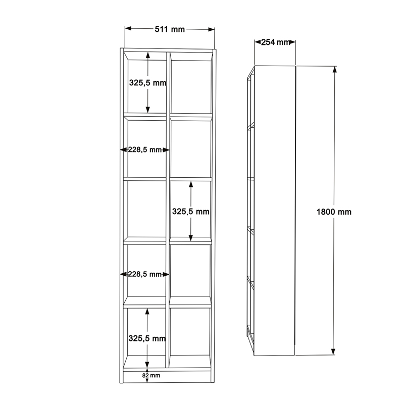 Βιβλιοθήκη Oteca 10θέσεων pakoworld σε φυσική απόχρωση 51.1×25.4×180εκ – 176-000198