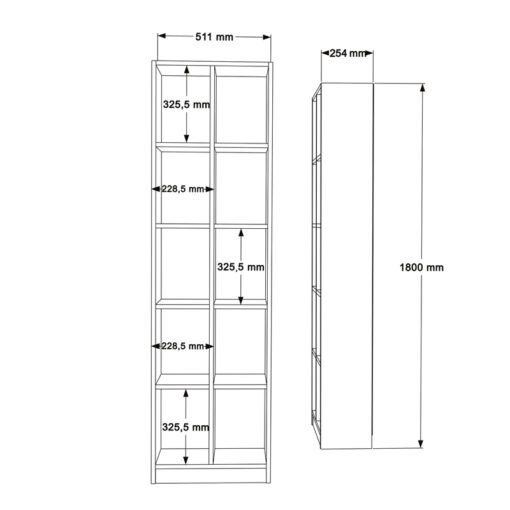 Βιβλιοθήκη Oteca 10θέσεων pakoworld σε λευκή απόχρωση 51.1×25.4×180εκ – 176-000199