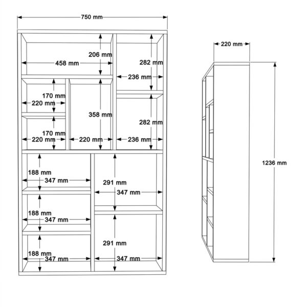 Βιβλιοθήκη Boteca 10θέσεων pakoworld σε λευκή απόχρωση 75x22x123.6εκ – 176-000202