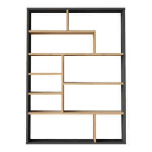Βιβλιοθήκη Decora pakoworld σε φυσική-ανθρακί απόχρωση 90x22x123.6εκ – 176-000203