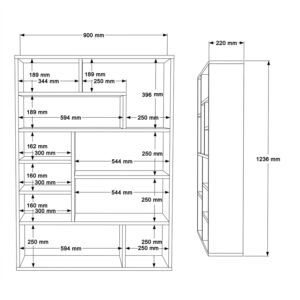 Βιβλιοθήκη Decora pakoworld σε φυσική-ανθρακί απόχρωση 90x22x123.6εκ – 176-000203