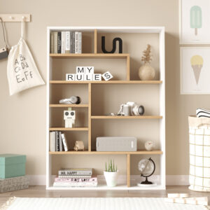 Βιβλιοθήκη Decora pakoworld σε φυσικό-λευκό απόχρωση 90x22x123.6εκ – 176-000204