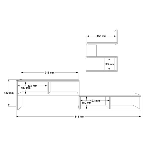 Σύνθετο σαλονιού Kakomo pakoworld σε λευκή απόχρωση 170×29.5×43εκ – 176-000221