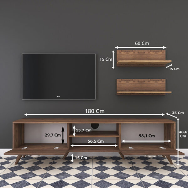 Σύνθετο σαλονιού Jasmine pakoworld καρυδί 180x35x48.5εκ – 182-000025