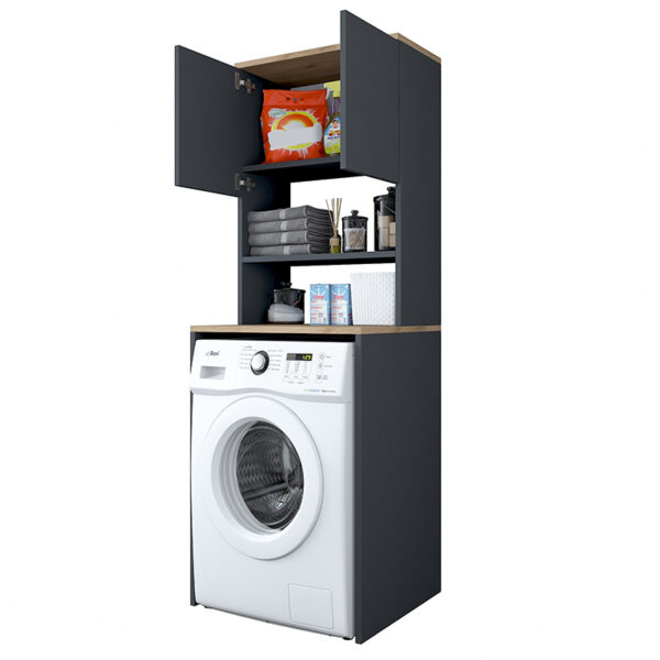 Έπιπλο πλυντηρίου Rasmus pakoworld ανθρακί-φυσικό 65x60x183.6εκ. – 182-000051