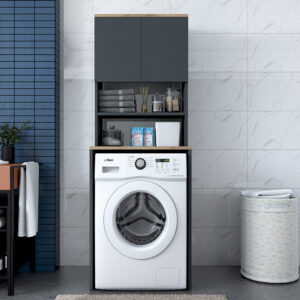 Έπιπλο πλυντηρίου Rasmus pakoworld ανθρακί-φυσικό 65x60x183.6εκ. – 182-000051