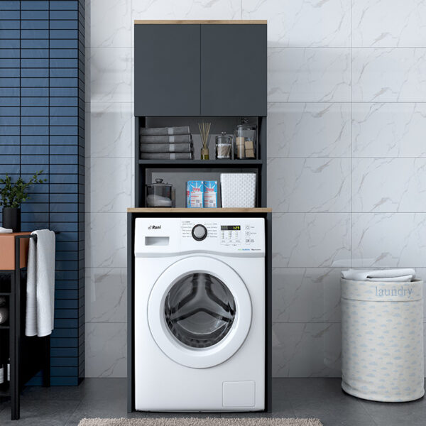 Έπιπλο πλυντηρίου Rasmus pakoworld ανθρακί-φυσικό 65x60x183.6εκ. – 182-000051