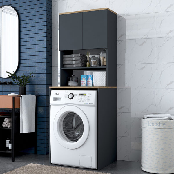 Έπιπλο πλυντηρίου Rasmus pakoworld ανθρακί-φυσικό 65x60x183.6εκ. – 182-000051