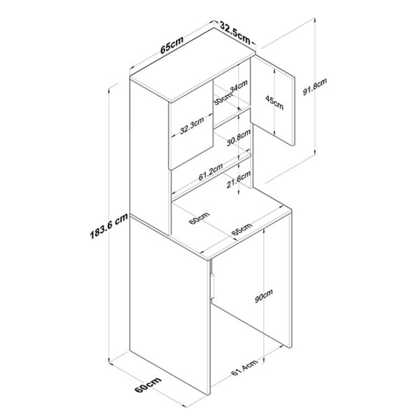 Έπιπλο πλυντηρίου Rasmus pakoworld ανθρακί-φυσικό 65x60x183.6εκ. – 182-000051