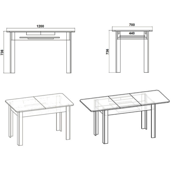 Τραπέζι Quiin pakoworld επεκτεινόμενο sonoma 120-164x70x73.5εκ – 184-000007
