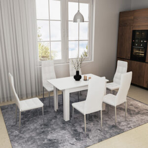 Τραπέζι Quiin pakoworld επεκτεινόμενο λευκό 120-164x70x73.5εκ – 184-000008
