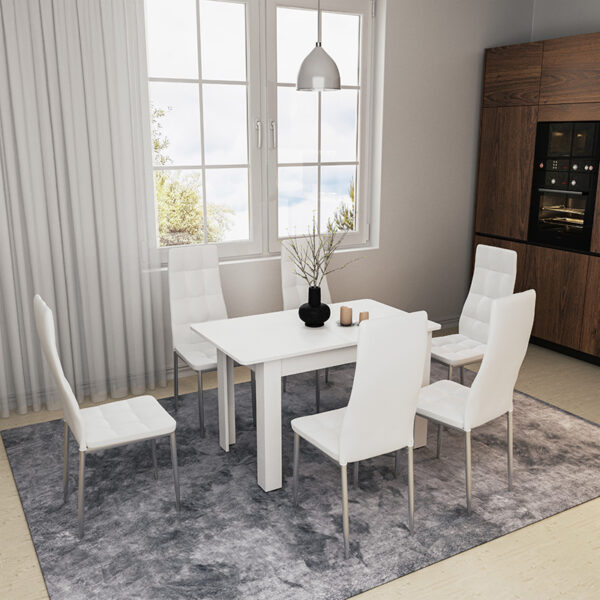 Τραπέζι Quiin pakoworld επεκτεινόμενο λευκό 120-164x70x73.5εκ – 184-000008