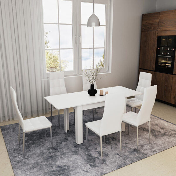 Τραπέζι Quiin pakoworld επεκτεινόμενο λευκό 120-164x70x73.5εκ – 184-000008