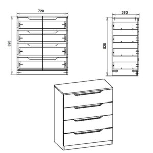 Συρταριέρα Azenor pakoworld 4ων συρταριών καρυδί 72x38x83εκ – 184-000050