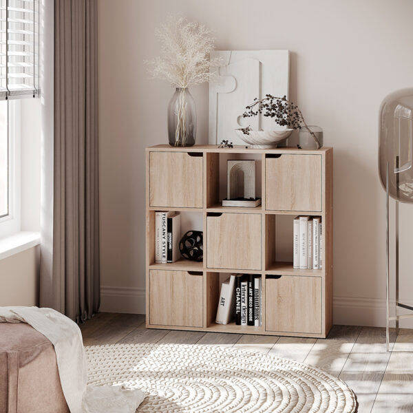 Βιβλιοθήκη Bookel pakoworld σε sonoma απόχρωση 88.5×27.5×89.3εκ – 184-000112