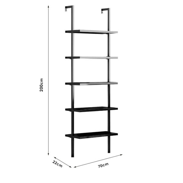 Ραφιέρα τοίχου Harris pakoworld σε μαύρη απόχρωση 60x22x200εκ – 197-000066