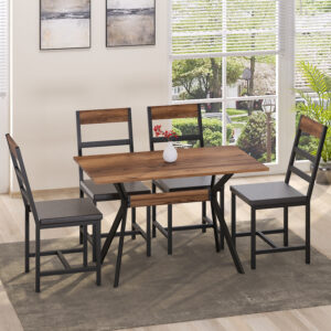 Τραπέζι Laluka pakoworld με μαύρα μεταλλικά πόδια σε καρυδί απόχρωση 120x70x74εκ – 197-000267