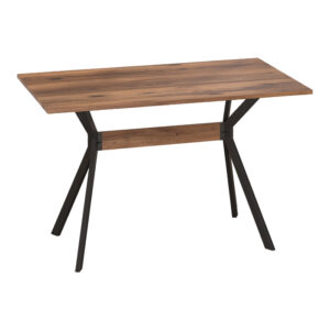 Τραπέζι Laluka pakoworld με μαύρα μεταλλικά πόδια σε καρυδί απόχρωση 120x70x74εκ – 197-000267