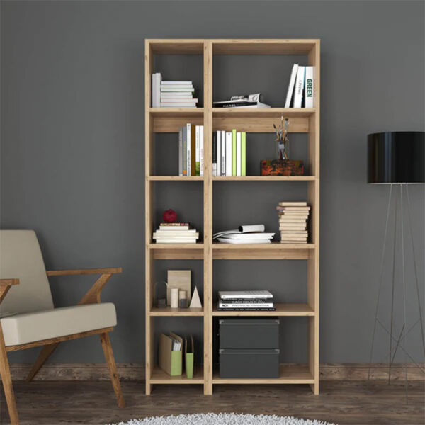 Βιβλιοθήκη Alkathi pakoworld σε oak απόχρωση 77x22x160εκ – 197-000281