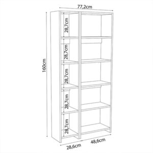 Βιβλιοθήκη Alkathi pakoworld σε oak απόχρωση 77x22x160εκ – 197-000281