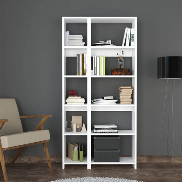 Βιβλιοθήκη Alkathi pakoworld σε λευκή απόχρωση 77x22x160εκ – 197-000282