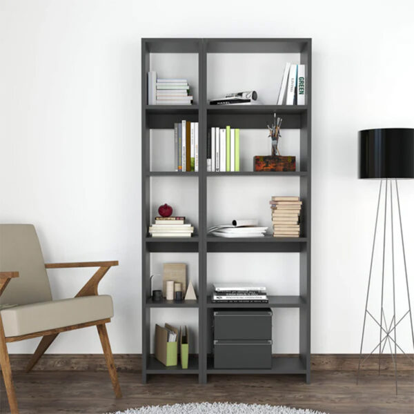 Βιβλιοθήκη Alkathi pakoworld σε ανθρακί απόχρωση 77x22x160εκ – 197-000283