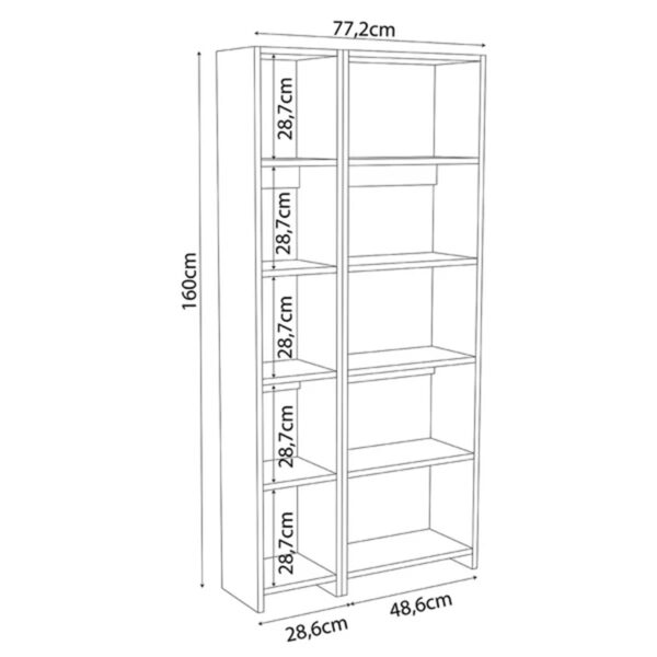 Βιβλιοθήκη Alkathi pakoworld σε ανθρακί απόχρωση 77x22x160εκ – 197-000283