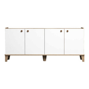 Μπουφές Lethak pakoworld σε oak-λευκή απόχρωση 180x41x78εκ – 197-000285