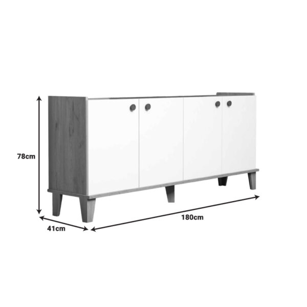 Μπουφές Lethak pakoworld σε oak-λευκή απόχρωση 180x41x78εκ – 197-000285