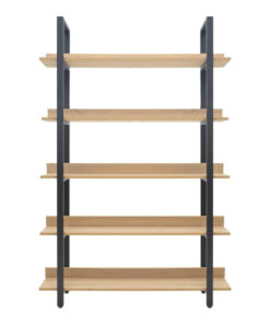 Βιβλιοθήκη Almond pakoworld σε oak-μαύρη απόχρωση 120x29x185εκ – 197-000290