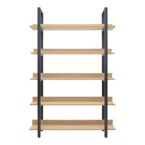 Βιβλιοθήκη Almond pakoworld σε oak-μαύρη απόχρωση 120x29x185εκ – 197-000290