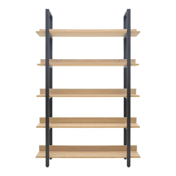 Βιβλιοθήκη Almond pakoworld σε oak-μαύρη απόχρωση 120x29x185εκ – 197-000290