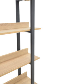 Βιβλιοθήκη Almond pakoworld σε oak-μαύρη απόχρωση 120x29x185εκ – 197-000290