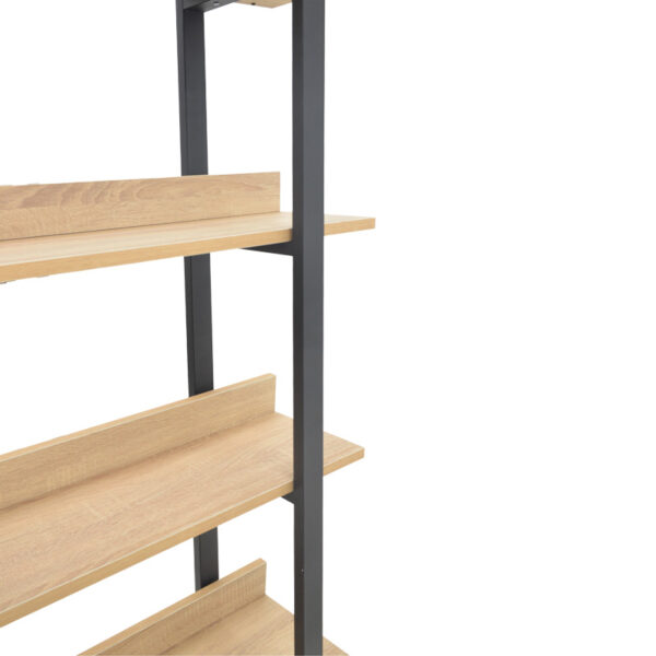 Βιβλιοθήκη Almond pakoworld σε oak-μαύρη απόχρωση 120x29x185εκ – 197-000290