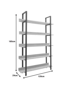 Βιβλιοθήκη Almond pakoworld σε oak-μαύρη απόχρωση 120x29x185εκ – 197-000290