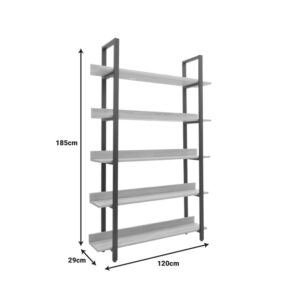 Βιβλιοθήκη Almond pakoworld σε oak-μαύρη απόχρωση 120x29x185εκ – 197-000290
