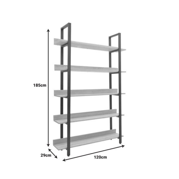 Βιβλιοθήκη Almond pakoworld σε oak-μαύρη απόχρωση 120x29x185εκ – 197-000290